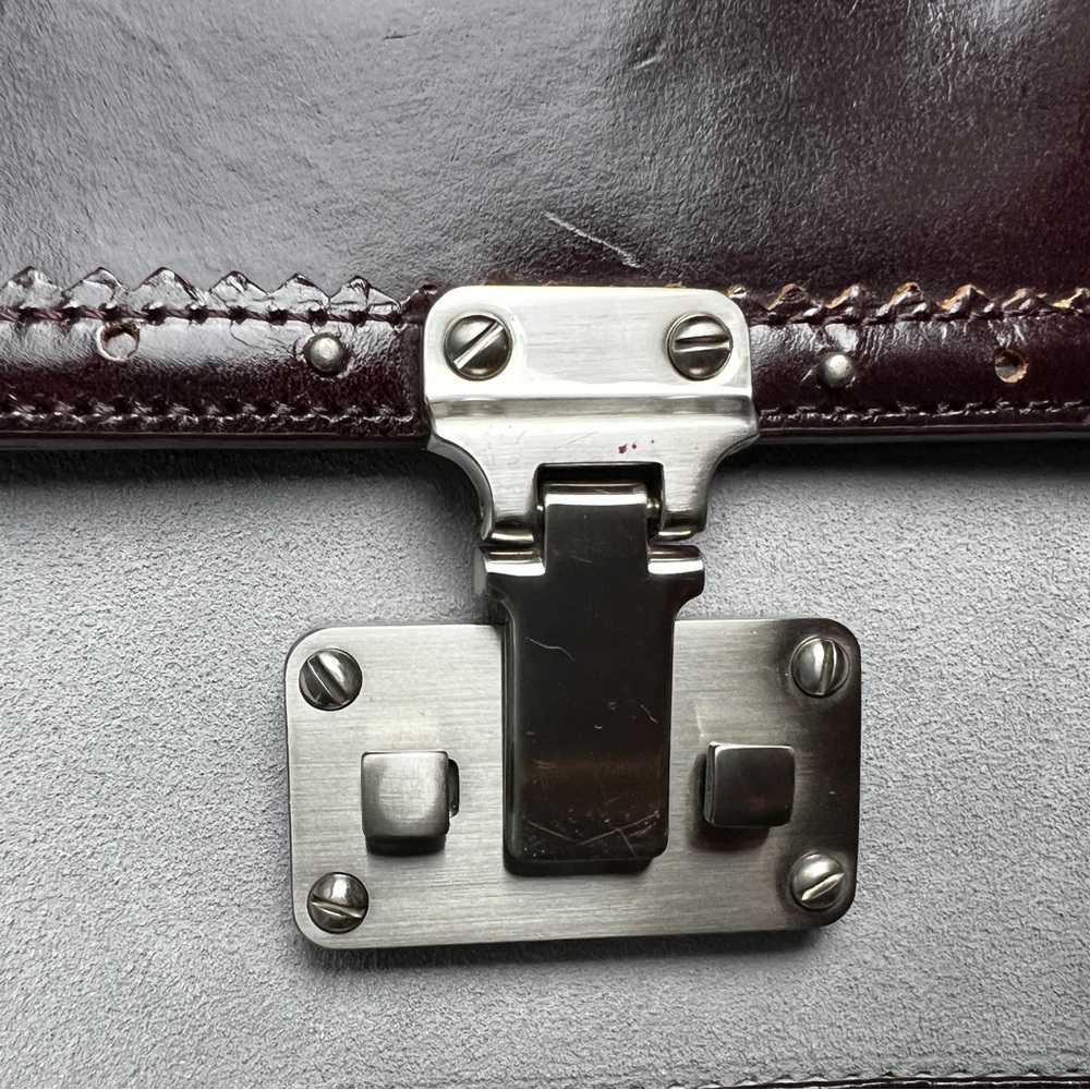 Anne Taylor Y2K Mini Baguette Bag Gray and Brown Suede and Leather - Picture 9 of 16